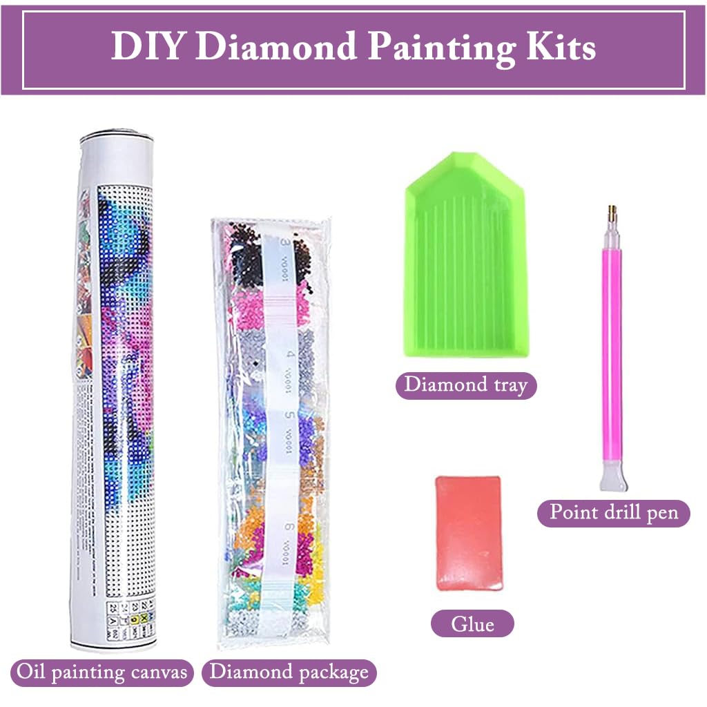 HASTHIP DIY Diamond Painting Kit for Wall Decor featuring 10 Look Outline Design 11.8x15.7 in 2PCS