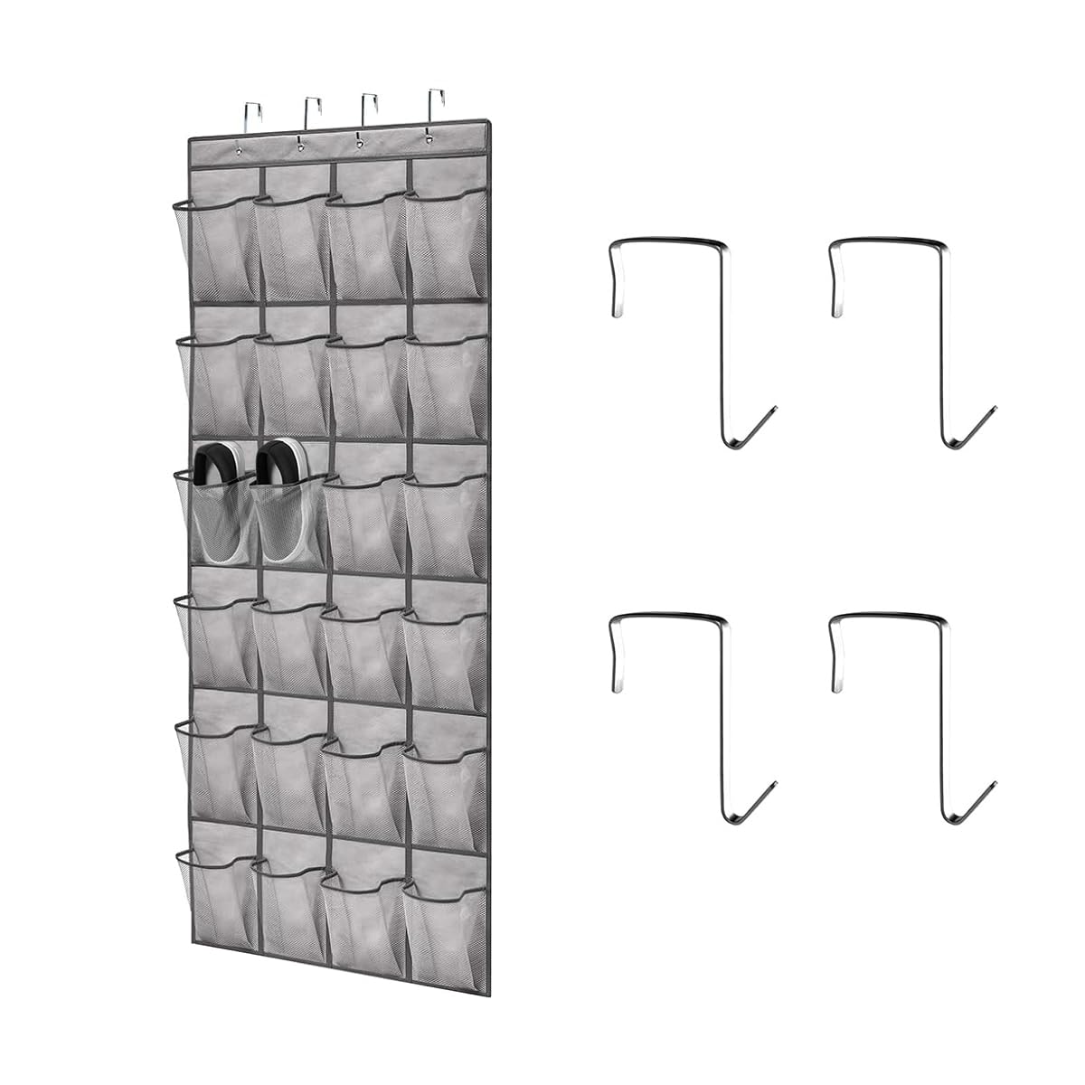 HASTHIP Over The Door Shoe Organizer for Closet and Entryway with 24 Mesh Pockets | 4 Hooks