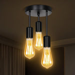 HASTHIP® Ceiling Lights Fittings 3 Way Ceiling Light with E27 Base,Black Kitchen Light Fittings Pendant Fitting for Living Room Bedroom Hallway(No Bulb)-Black
