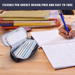 HASTHIP Large Capacity Pencil Case for School with 4 Layer Compartments and Combination Lock | Waterproof Blue Storage Box for Boys and Girls