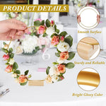 HASTHIP Floral Hoops for Wedding and Party Centerpieces featuring 12 in Metal Rings with Wooden Holders | Set of 6 Gold Table Decor