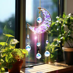 HASTHIP Sparkling Crystal Moon Charm for Home Decor featuring Purple Acrylic Crescent 16.2 in
