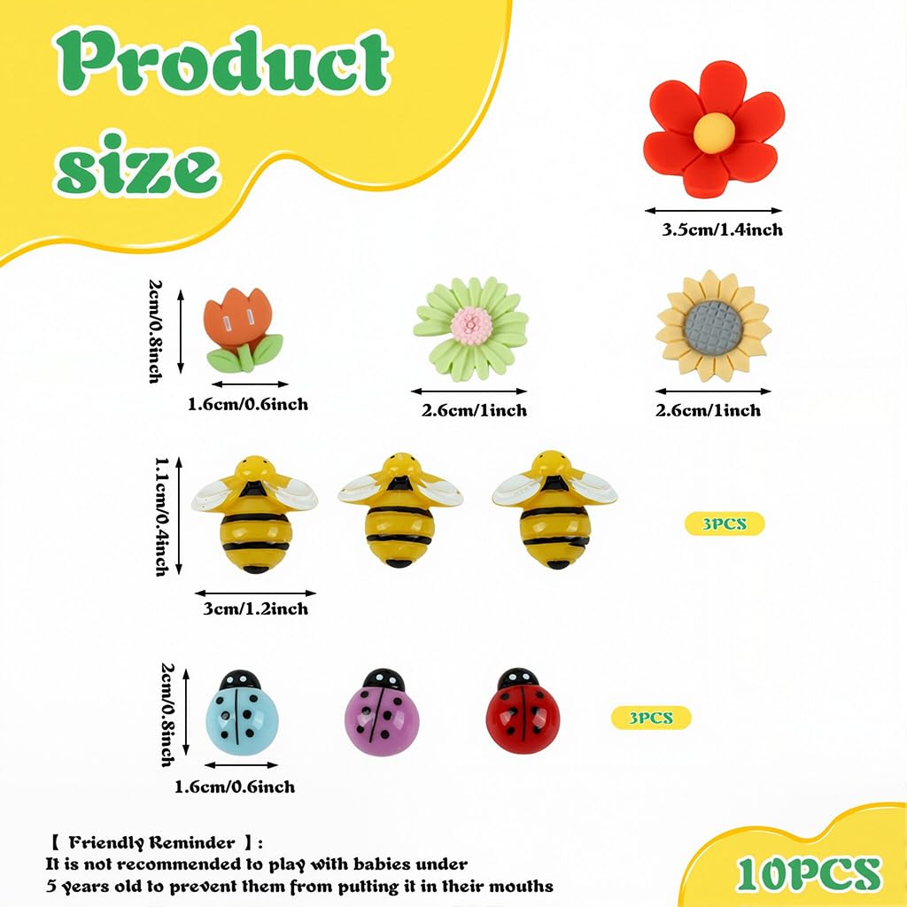 HASTHIP Cartoon Fridge Magnets for Kitchen Decoration with Strong Hold 10 Pack Resin Set