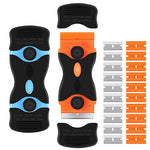 HASTHIP Glue Remover Machine 2 Pack for Stickers and Labels with 2-in-1 Scraper Tool featuring Ergonomic Handle and 20 Blades | Safe Storage Covers
