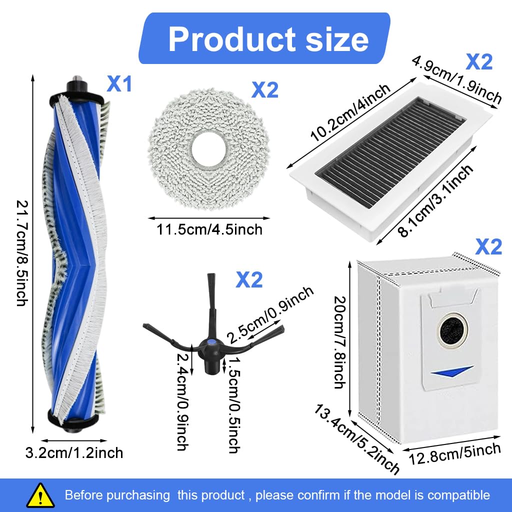HASTHIP Replacement Parts for Ecovacs X50 PRO Omni Vacuum | 9 Pcs with Main Brush and Filters