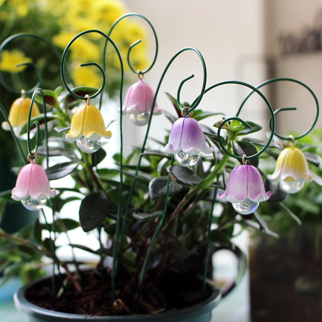 HASTHIP® Resin Garden Decors Set of 9 Pcs Lily of the Valley Garden Decoration DIY Assembly Flower Pot Decoration Insert-in Flower Decoration Outdoor Lawn Decorations Home Decorations