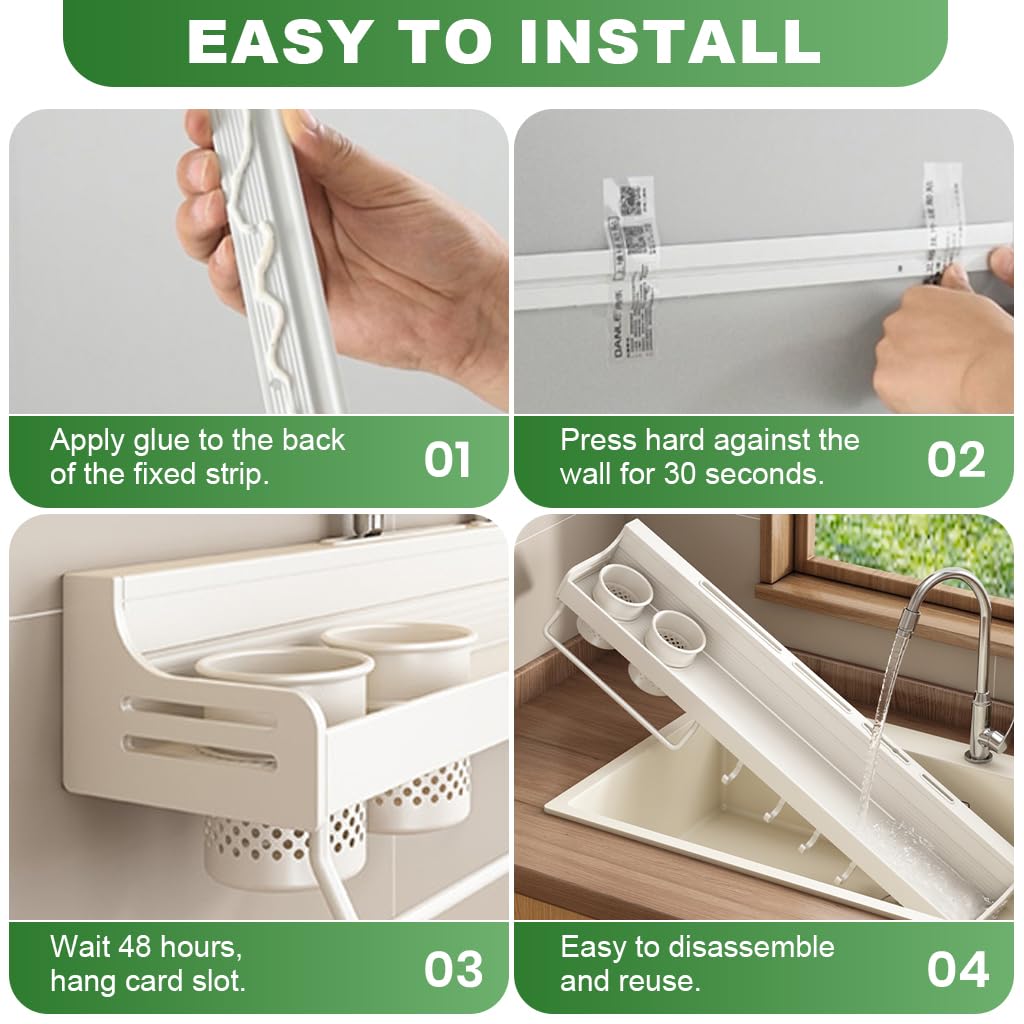 HASTHIP Spice Rack Organiser for Kitchen Wall featuring Under Shelf Hooks and Towel Bar 23.6 in