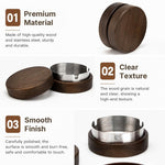 HASTHIP Wooden Ashtray with Lid Removable Stainless Steel Inner Liner