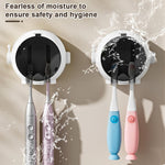 HASTHIP Wall Mounted Toothbrush Holder with Dual Slots and Flip Lid for Hygienic Storage | No Drill Waterproof Bathroom Organizer