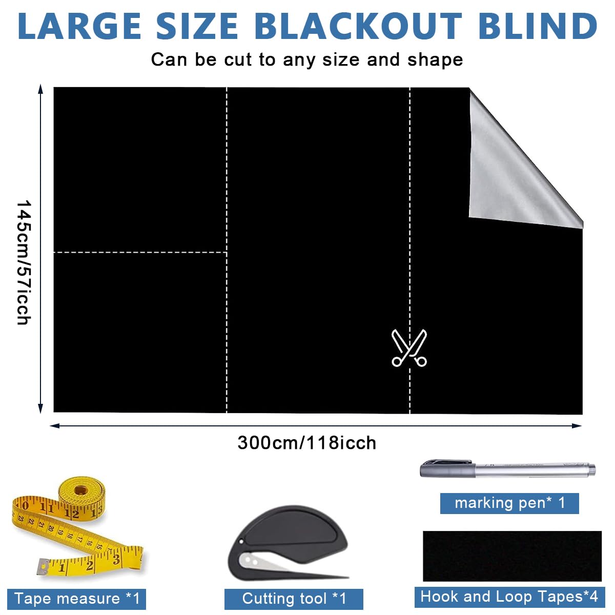 HASTHIP Portable Blackout Shades for Travel and Nursery with Silver Coating | 118 x 57 in 3 PCS