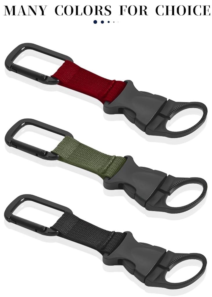 HASTHIP® 1PC Bottle Buckle Clip Hanging Portable Water Ring Holder Keychain Mineral for Backpack Belt Nylon Webbing Strap Outdoor Tactical Camping Hiking - Black