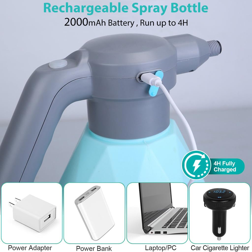 HASTHIP Electric Watering Can for Plants with 2L Capacity and 360° Gimbaled Nozzle | USB Rechargeable Gardening Sprayer