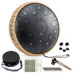 HASTHIP Steel Tongue Drum for Meditation with 15 Notes 13 in Titanium Alloy | Black Handpan Instrument