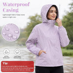HASTHIP Women's Lightweight Waterproof Hooded Windbreaker Jacket - L