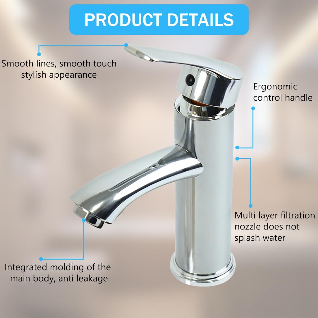 HASTHIP Bathroom Wash Basin Tap for Kitchen with Single Handle Lever and 23.6 Inch Lines | Chrome Finished ABS