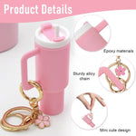 HASTHIP Mini Keychain Accessories for Stanley Cup featuring Pink Charm for Women & Girls Gifts