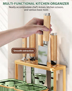 HASTHIP Kitchen Organizer Rack for Countertop and Wall Mounting with Dual Cutlery Cases | 20x15x22cm Carbon Steel Golden Finish