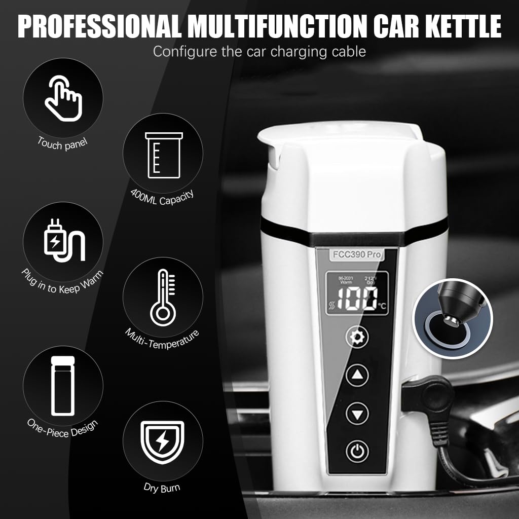 HASTHIP® Car Electric Kettle: 12V/24V Portable Water Boiler Heated Travel Mug,