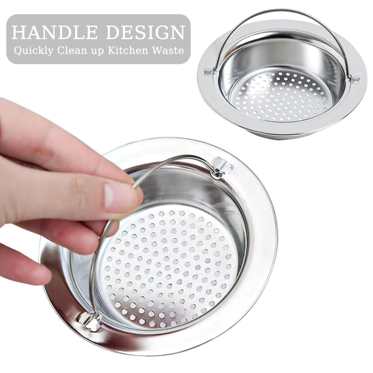 HASTHIP Sink Strainer for Kitchen and Bathroom featuring 3mm Mesh Holes and 4.33 in Size | Stainless Steel 2 Pack