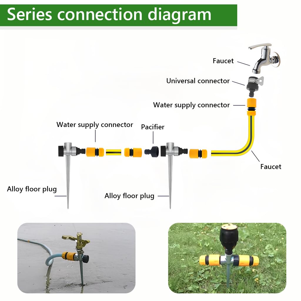 HASTHIP Garden Sprinkler Connectors for Lawn and Plants featuring 7.8 in Adjustable Alloy Stakes