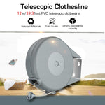 HASTHIP Retractable Clothesline for Indoor and Outdoor Drying with 39ft PVC Line and Wooden Clips | Supports 30lbs