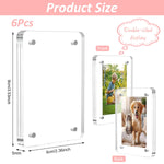 HASTHIP Rectangular Photo Frame for Refrigerator 2.36x3.54 in with Strong Magnetic Hold | Clear Acrylic Pack of 6