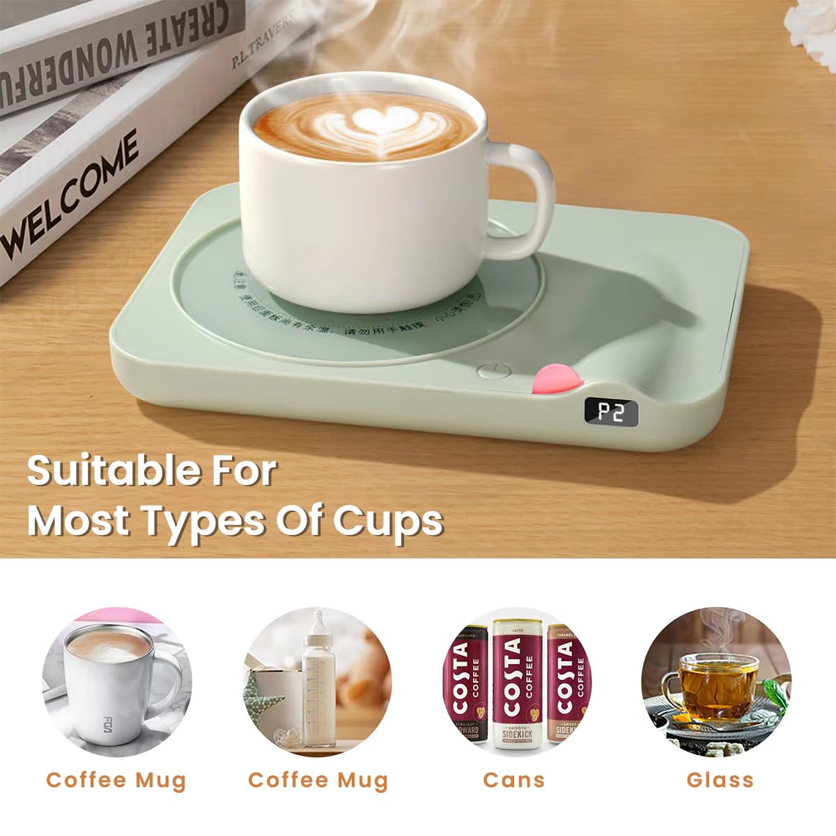 HASTHIP® Coffee Mug Warmer Milk Warmer with LCD Digital