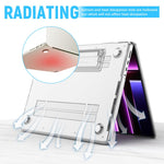 Laptop Case for MacBook M3 A2918 A2992 / M2 A2779 / M1 A2442 Pro/Max Sleek Transparent 2 in 1 Laptop Case with Intergrated Folding Rising Stand Universal Laptop Case for MacBook Pro 14 inch