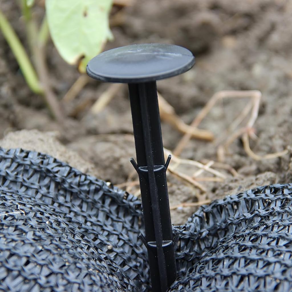 HASTHIP® 100 Pcs 11cm Plastic Landscape Staples, UV-Resistant Anti-Corrosion Garden Pegs for Securing Fabric, Ground Cover, Netting, Drip Irrigation - Barbed Design, Easy Installation