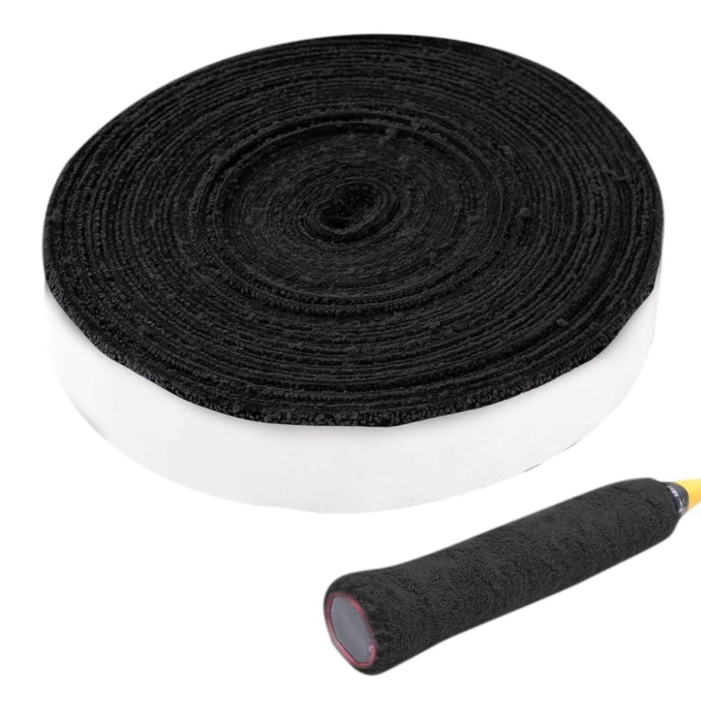 HASTHIP® Overgrip Toalla Bádminton 10 Metros, Antideslizante y Absorbente del Sudor, Cinta Autoadhesiva de Agarre para Raqueta de Tenis, Squash y Pádel, Reemplazo Duradero, Negro