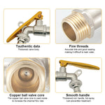 HASTHIP Garden Faucet for Outdoor Use with Lockable Long Handle Full Copper 1/2 Thread 2PCS