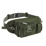 HASTHIP® Tactical Fanny Pack Waist Bag Chest Bag, Multi-Pocket Oxford Cloth Waist Bag with Adjustable Belt & D-Rings, Water-Resistant Bag for Hiking, Fishing, Cycling, Work & Outdoor EDC, Army Green