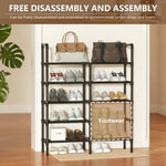 HASTHIP Shoe Rack for Entryway with 5 Tiers featuring DIY Assembly and Black Metal Frame | 96x90x23 cm Freestanding Organizer