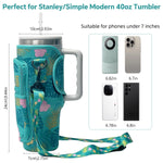 HASTHIP Bottle Carrier Bag for Stanley 40oz Tumbler with Phone Pocket and Neoprene Strap