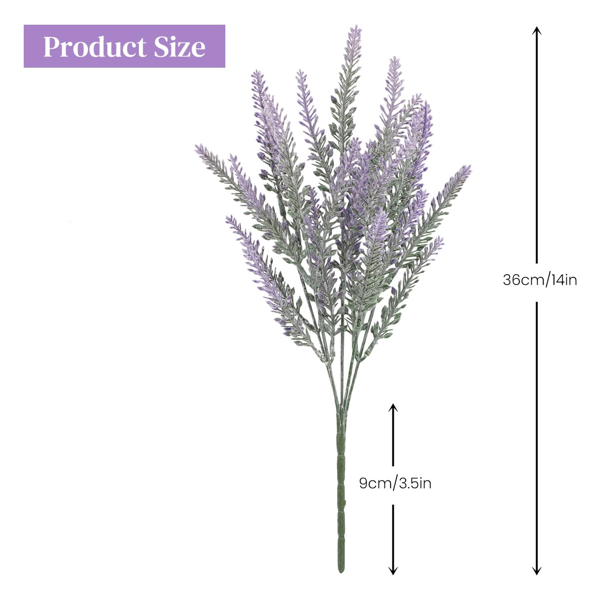 HASTHIP Artificial Lavender Flower Bundles for Home Decor 14 in Plastic Purple | Pack of 4