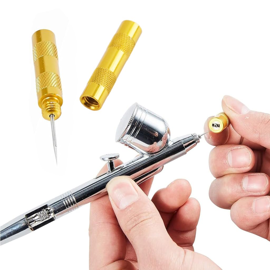 HASTHIP® Airbrush Cleaning Brushes Set - 5 Micro Brushes, Precision Cleaning Pins & Metal Needles - Stainless Steel Tool Kit for Nozzle, Spray Gun Maintenance & Clog Removal - Durable & Versatile