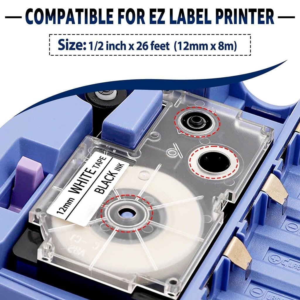 HASTHIP 12mm Label Tape Compatible with Casio Label Printers