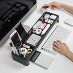 HASTHIP® Multifunctional Desk Organizer with Phone Stand, Pen Holder, Storage Compartments for Office Supplies, Stationery Organizer for Home & Office Accessories