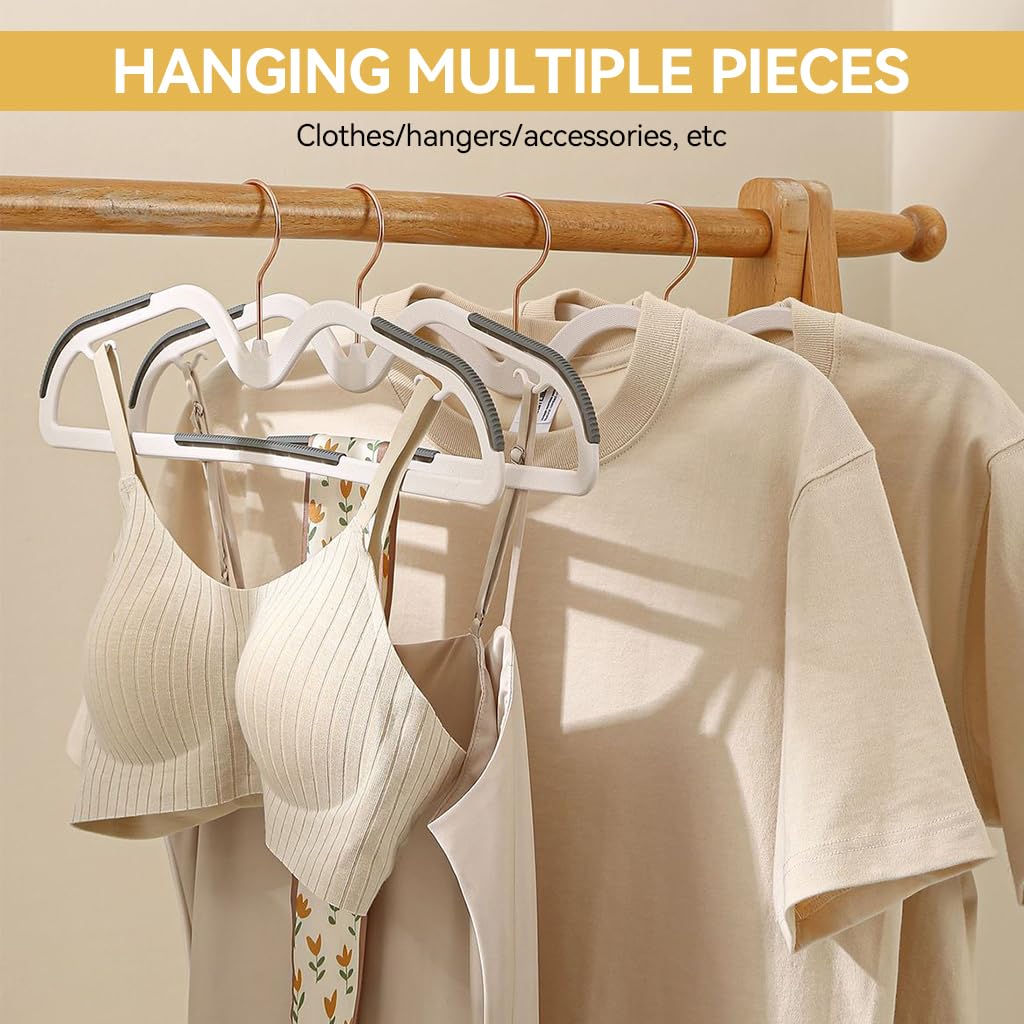 HASTHIP Plastic Hangers 10 Pack for Dry and Wet Clothes with 360º Swivel Hooks | 16.5 in Adult Size