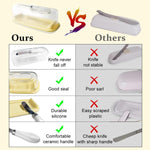 HASTHIP Butter Dish for Countertop with Transparent Lid and Knife Slot featuring 7.5×3 in Size | Food Grade Silicone Container