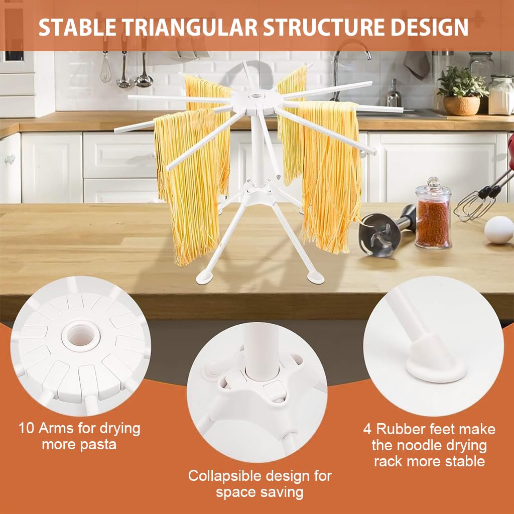 HASTHIP Pasta Drying Rack for Kitchen with 10 Bars and Foldable 11 in Design | Food Safe Plastic