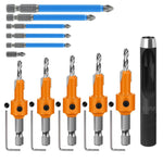 HASTHIP® 11Pcs Woodworking Countersink Drill Bit Set, 5 Size Carbon Steel Bits