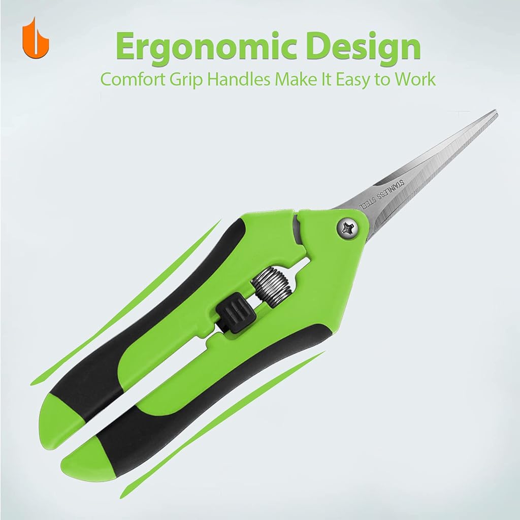 HASTHIP® Tijeras de Podar de Acero Inoxidable con Bloqueo Seguridad,Cuchillas Afiladas Micro Punta,Podadora Mano Profesional con Mango Ergonómico Antideslizante para Plantas