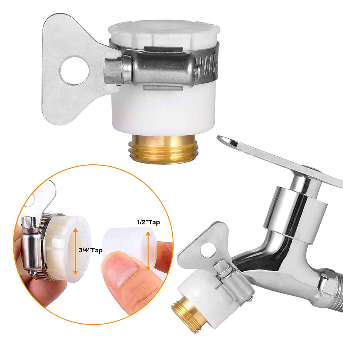 2 in 1 Set Universal Tap Connector, Tap Connector Brass Adapter Quick Release Coupling, Pipe Connector for Tap 3/4 and 1/2 inch, Universal Faucet Adapter for Garden Hose Pipe Fitting