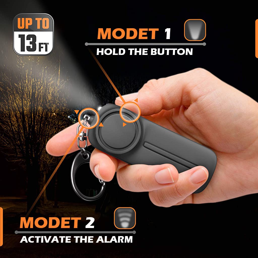 Supvox® Safety Gadgets for Self Defence, Safety Siren Keychain Loud Alarm for Women's Protection, 130 dB Loud Safety Siren Whistle with LED Light for Men, Children, Elderly, Without Battery (Black)