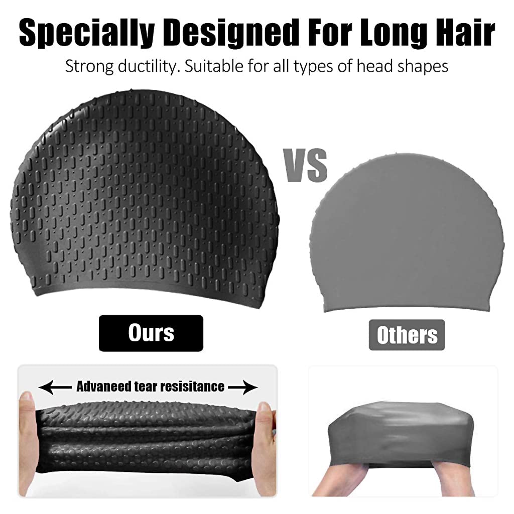 Proberos® Silicone Swim Cap, Bubble Dotted Waterproof Silicone Swimming Cap for Adult Woman and Men, Comfortable Swimming Cap Ideal for All Head Shape, Professional Swimming Gear for Adults