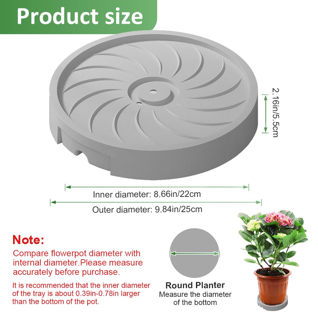 HASTHIP Plant Caddy for Indoor & Outdoor Pots featuring 360° Rotatable Wheels and 8.66 in Tray