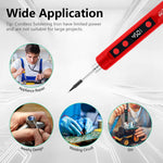 HASTHIP® 15W LCD Cordless Soldering Iron Kit 1100mAh Rechargeable, 180-450°C Adjustable Temperature, with 2 Replacement Tips, for Electronics Repair, DIY Crafts, Welding Tool Set-Red