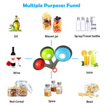 HASTHIP Kitchen Funnels for Bottles and Jars with Foldable Handle | 3Pcs Food Grade Silicone Set