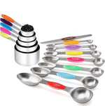 HASTHIP Measuring Cups and Spoons Set for Baking with Natural Wood Handles | 13‑Piece 304 Stainless Steel Kitchen Set